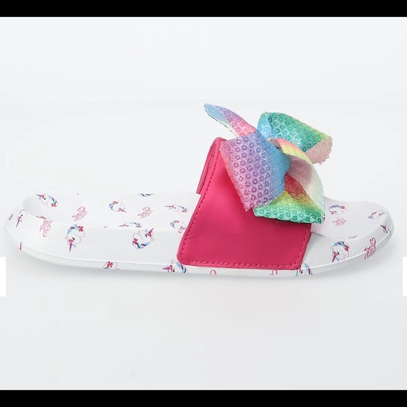 JoJo Siwa Glitter Bow Pink-Multicolor Slide Sandals Girls Kids - Picture 2 of 12